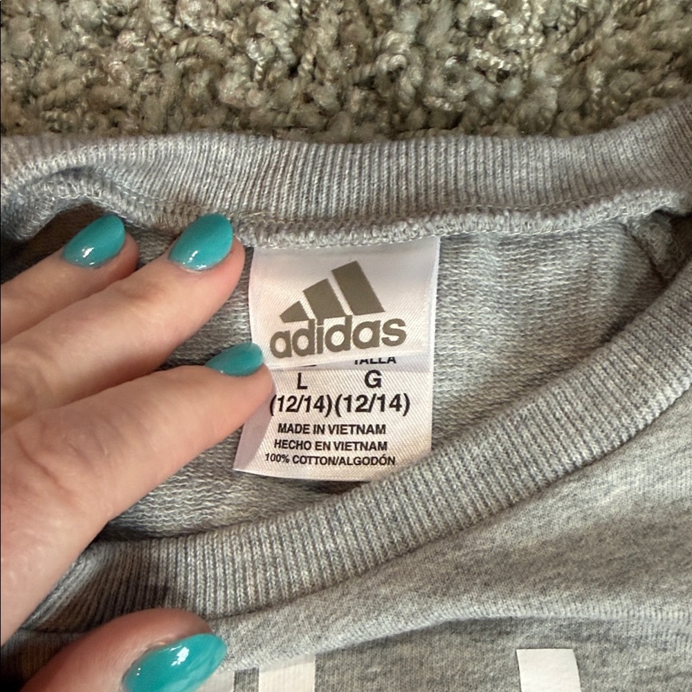 Adidas Gray Sweatshirt Girls (Large 12/14) - Picture 5 of 8